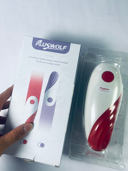 PLUSWOLF Electric can openers Kitchen Automatic Safety Cordless One Tin Touch Electric Can Opener.One-touch switch .Smooth can edge.Being friendly to left-hander and arthritics! (Red)