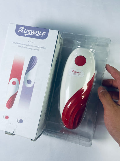 PLUSWOLF Electric can openers Kitchen Automatic Safety Cordless One Tin Touch Electric Can Opener.One-touch switch .Smooth can edge.Being friendly to left-hander and arthritics! (Red)