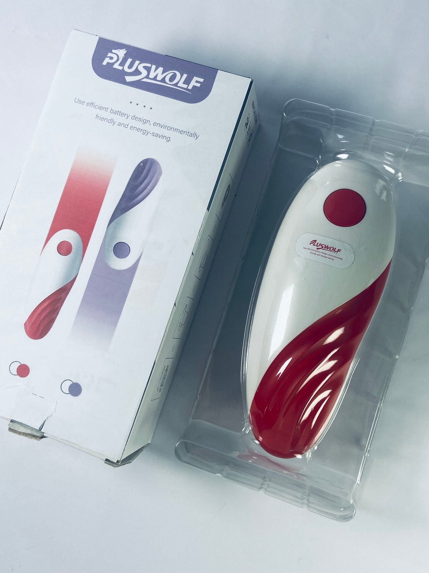 PLUSWOLF Electric can openers Kitchen Automatic Safety Cordless One Tin Touch Electric Can Opener.One-touch switch .Smooth can edge.Being friendly to left-hander and arthritics! (Red)