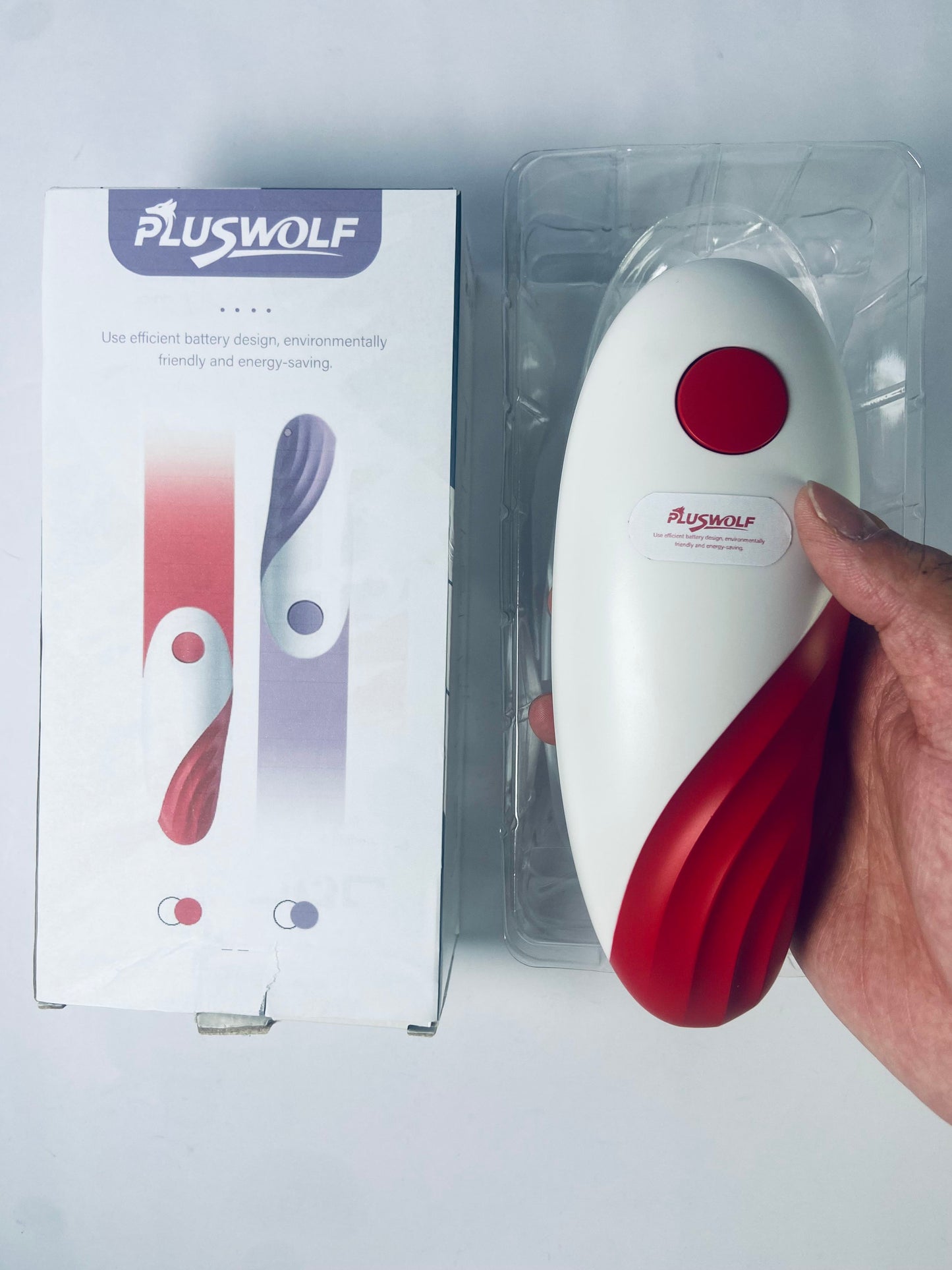 PLUSWOLF Electric can openers Kitchen Automatic Safety Cordless One Tin Touch Electric Can Opener.One-touch switch .Smooth can edge.Being friendly to left-hander and arthritics! (Red)