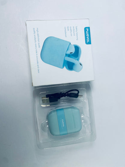 PWGVOL Wireless Headsets, Bluetooth 5.3 Half in-Ear Wireless Earbuds with Charging Case, Deep Bass Stereo Headphones, Dual Mics, 26H Playtime, one Step-Pairing, IPX4 Waterproof Earphones, Blue