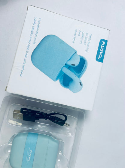 PWGVOL Wireless Headsets, Bluetooth 5.3 Half in-Ear Wireless Earbuds with Charging Case, Deep Bass Stereo Headphones, Dual Mics, 26H Playtime, one Step-Pairing, IPX4 Waterproof Earphones, Blue