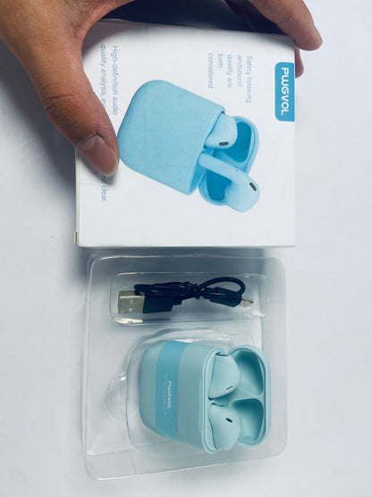 PWGVOL Wireless Headsets, Bluetooth 5.3 Half in-Ear Wireless Earbuds with Charging Case, Deep Bass Stereo Headphones, Dual Mics, 26H Playtime, one Step-Pairing, IPX4 Waterproof Earphones, Blue