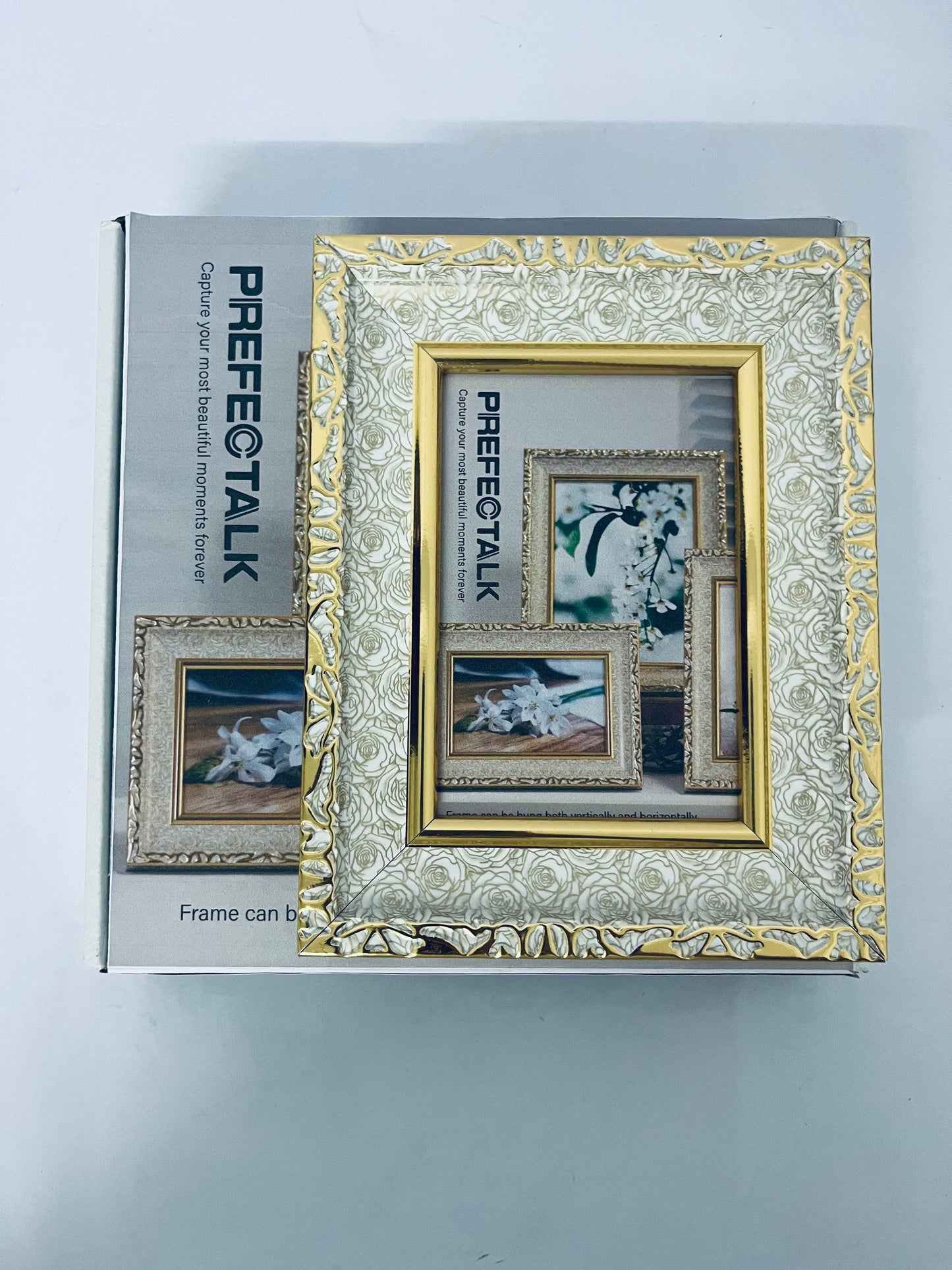 PREFECTALK Frame Vintage Photo Frame Ornate Textured Hand-Crafted Resin Frame with Easel&Hook for Tabletop&Wall Display