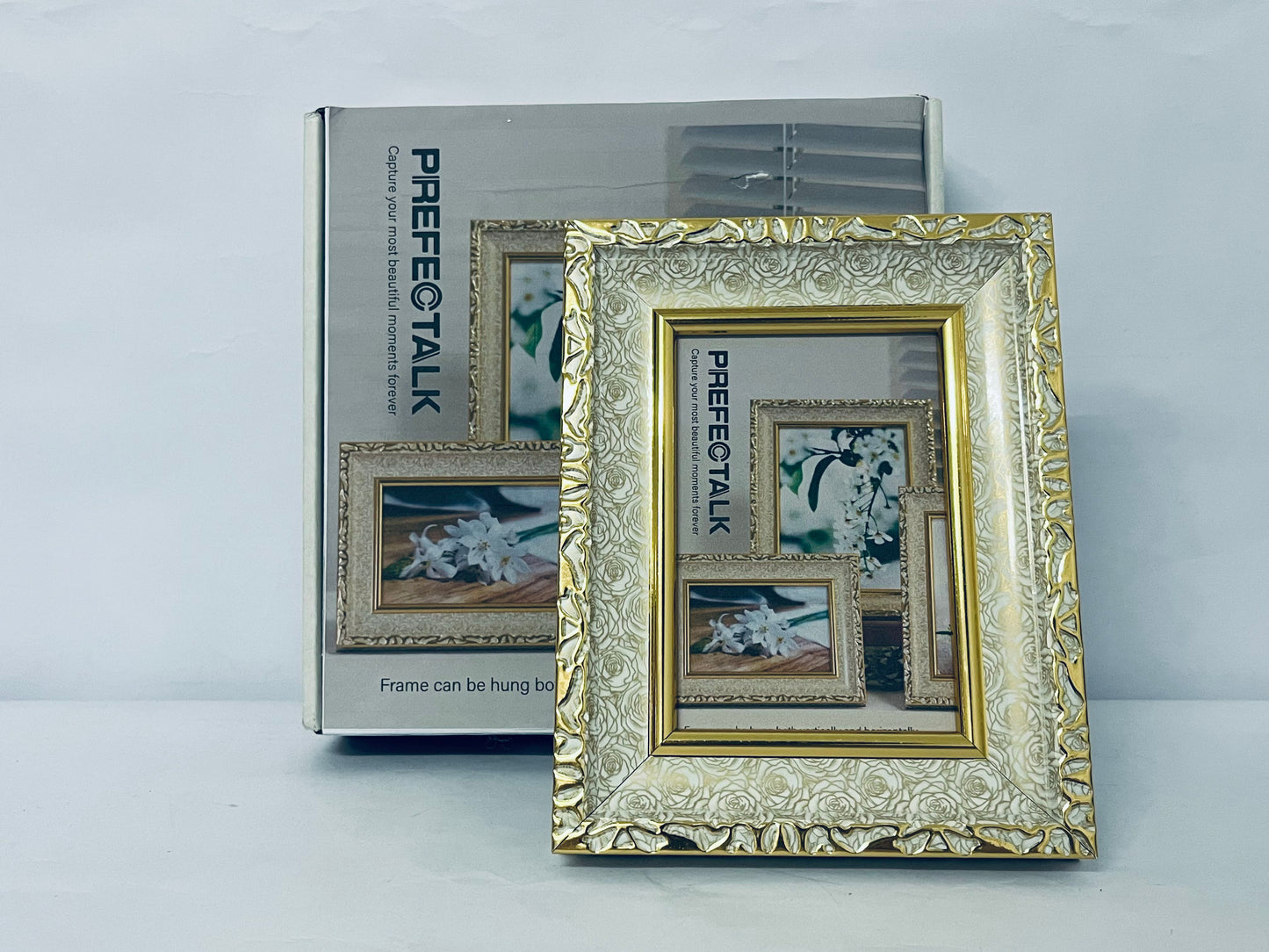 PREFECTALK Frame Vintage Photo Frame Ornate Textured Hand-Crafted Resin Frame with Easel&Hook for Tabletop&Wall Display