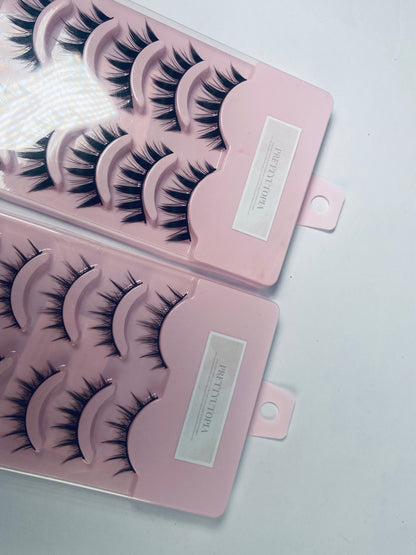 PRETTYUTOPIA Anime Lashes Korean Japanese Look Like Asian Natural Look False Eyelashes Manga Lashes Mink Wispy Fluffy Spiky 3D Volume Eyelashes Pack Cosplay Fake Eyelashes Individual Cluster 5 Pairs