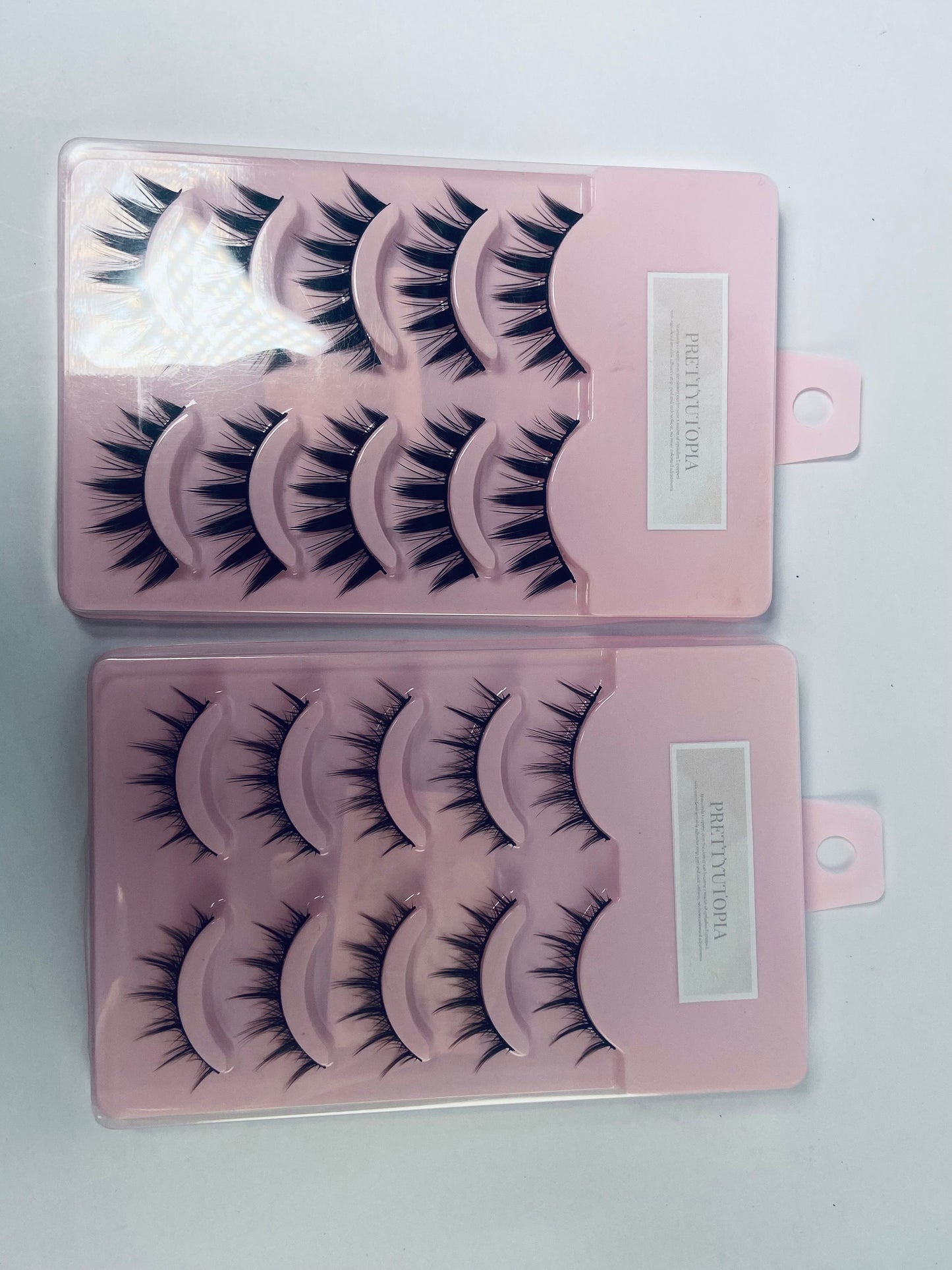 PRETTYUTOPIA Anime Lashes Korean Japanese Look Like Asian Natural Look False Eyelashes Manga Lashes Mink Wispy Fluffy Spiky 3D Volume Eyelashes Pack Cosplay Fake Eyelashes Individual Cluster 5 Pairs