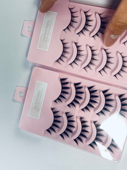 PRETTYUTOPIA Anime Lashes Korean Japanese Look Like Asian Natural Look False Eyelashes Manga Lashes Mink Wispy Fluffy Spiky 3D Volume Eyelashes Pack Cosplay Fake Eyelashes Individual Cluster 5 Pairs