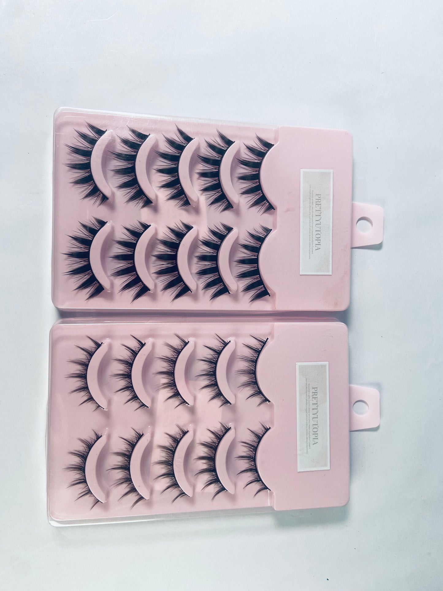 PRETTYUTOPIA Anime Lashes Korean Japanese Look Like Asian Natural Look False Eyelashes Manga Lashes Mink Wispy Fluffy Spiky 3D Volume Eyelashes Pack Cosplay Fake Eyelashes Individual Cluster 5 Pairs