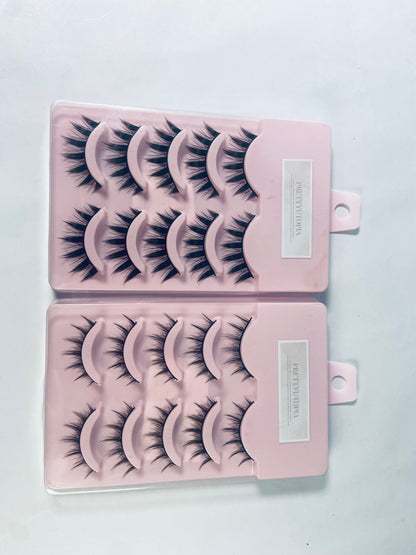 PRETTYUTOPIA Anime Lashes Korean Japanese Look Like Asian Natural Look False Eyelashes Manga Lashes Mink Wispy Fluffy Spiky 3D Volume Eyelashes Pack Cosplay Fake Eyelashes Individual Cluster 5 Pairs