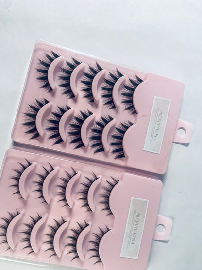 PRETTYUTOPIA Anime Lashes Korean Japanese Look Like Asian Natural Look False Eyelashes Manga Lashes Mink Wispy Fluffy Spiky 3D Volume Eyelashes Pack Cosplay Fake Eyelashes Individual Cluster 5 Pairs