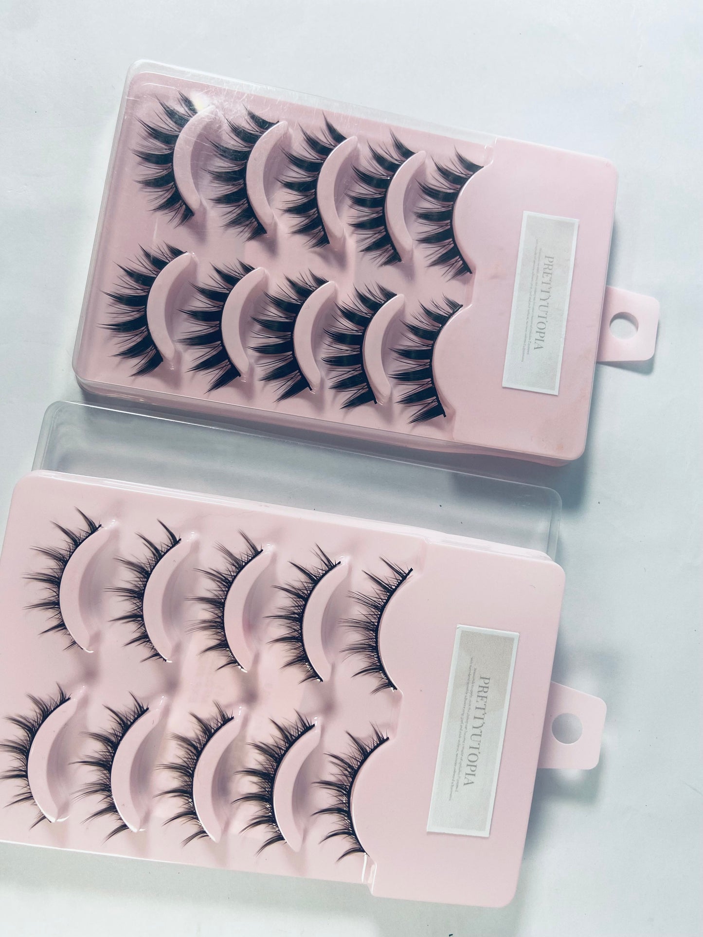 PRETTYUTOPIA Anime Lashes Korean Japanese Look Like Asian Natural Look False Eyelashes Manga Lashes Mink Wispy Fluffy Spiky 3D Volume Eyelashes Pack Cosplay Fake Eyelashes Individual Cluster 5 Pairs
