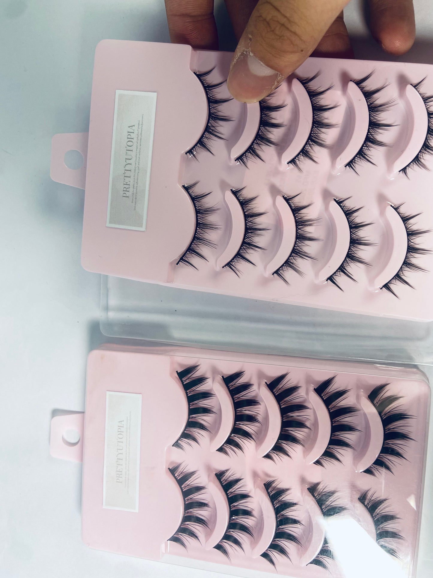 PRETTYUTOPIA Anime Lashes Korean Japanese Look Like Asian Natural Look False Eyelashes Manga Lashes Mink Wispy Fluffy Spiky 3D Volume Eyelashes Pack Cosplay Fake Eyelashes Individual Cluster 5 Pairs