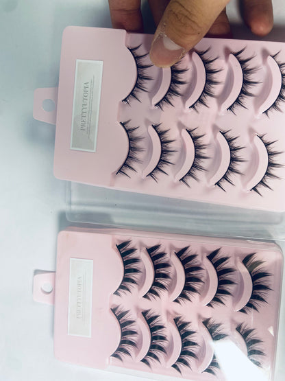 PRETTYUTOPIA Anime Lashes Korean Japanese Look Like Asian Natural Look False Eyelashes Manga Lashes Mink Wispy Fluffy Spiky 3D Volume Eyelashes Pack Cosplay Fake Eyelashes Individual Cluster 5 Pairs