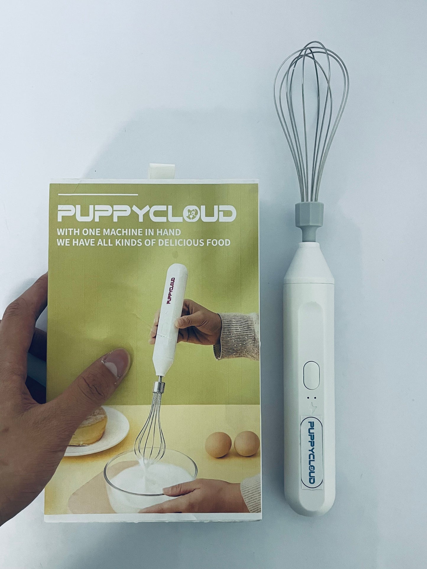 PUPPYCLOUD Electric Whisk Beater, USB Rechargeable Milk Frother, Built-in 800mAh Battery, Automatic Hand Blender for Milk Froth, Coffee, Latte Art, Hot Chocolate, Salad Dressing, Cold Drinks