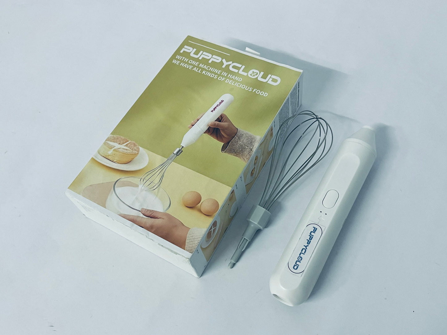 PUPPYCLOUD Electric Whisk Beater, USB Rechargeable Milk Frother, Built-in 800mAh Battery, Automatic Hand Blender for Milk Froth, Coffee, Latte Art, Hot Chocolate, Salad Dressing, Cold Drinks