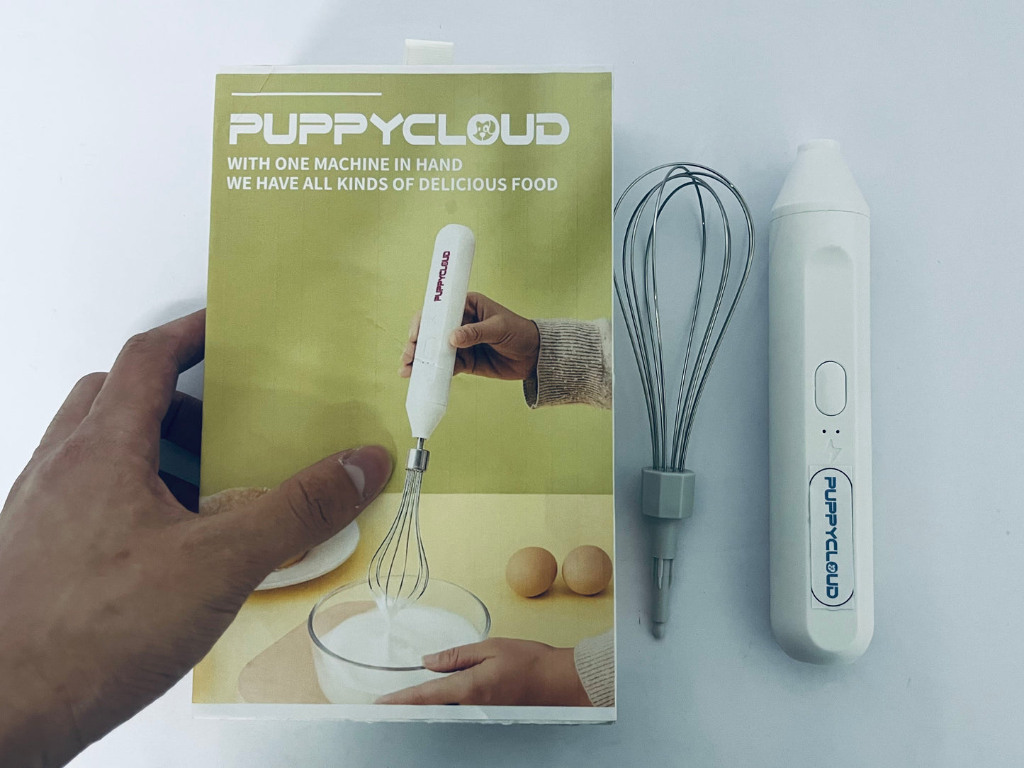 PUPPYCLOUD Electric Whisk Beater, USB Rechargeable Milk Frother, Built-in 800mAh Battery, Automatic Hand Blender for Milk Froth, Coffee, Latte Art, Hot Chocolate, Salad Dressing, Cold Drinks