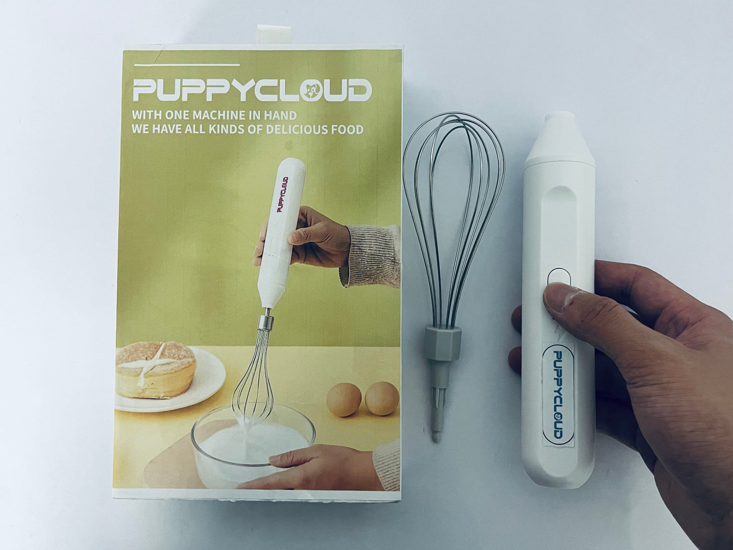 PUPPYCLOUD Electric Whisk Beater, USB Rechargeable Milk Frother, Built-in 800mAh Battery, Automatic Hand Blender for Milk Froth, Coffee, Latte Art, Hot Chocolate, Salad Dressing, Cold Drinks