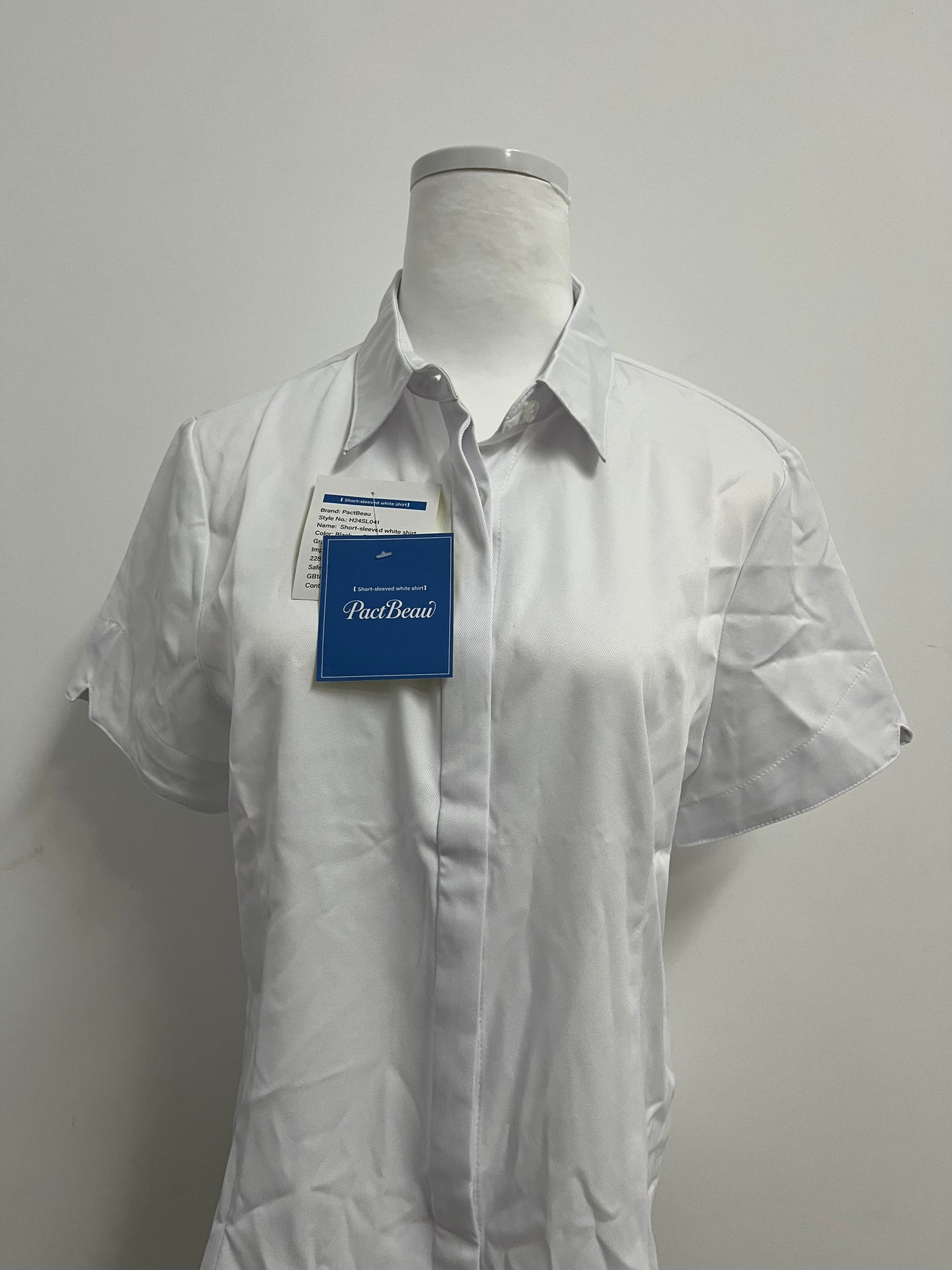 PactBeau Tops Breathable Fabric Formal Short Sleeve Dress Shirt Summer Work Blouses Business Casual