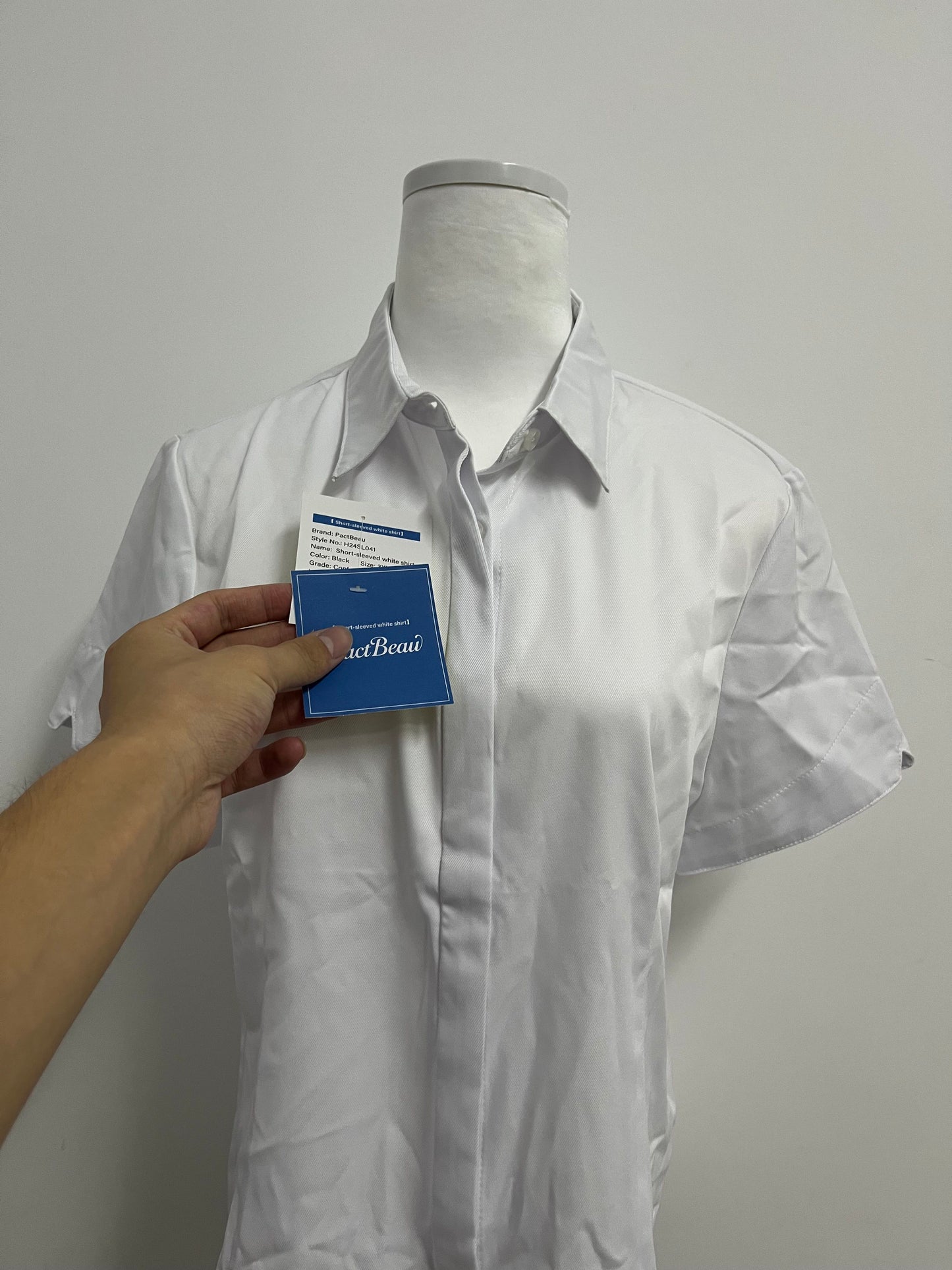PactBeau Tops Breathable Fabric Formal Short Sleeve Dress Shirt Summer Work Blouses Business Casual