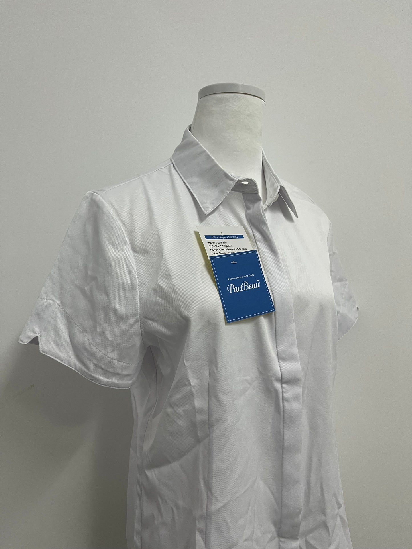 PactBeau Tops Breathable Fabric Formal Short Sleeve Dress Shirt Summer Work Blouses Business Casual