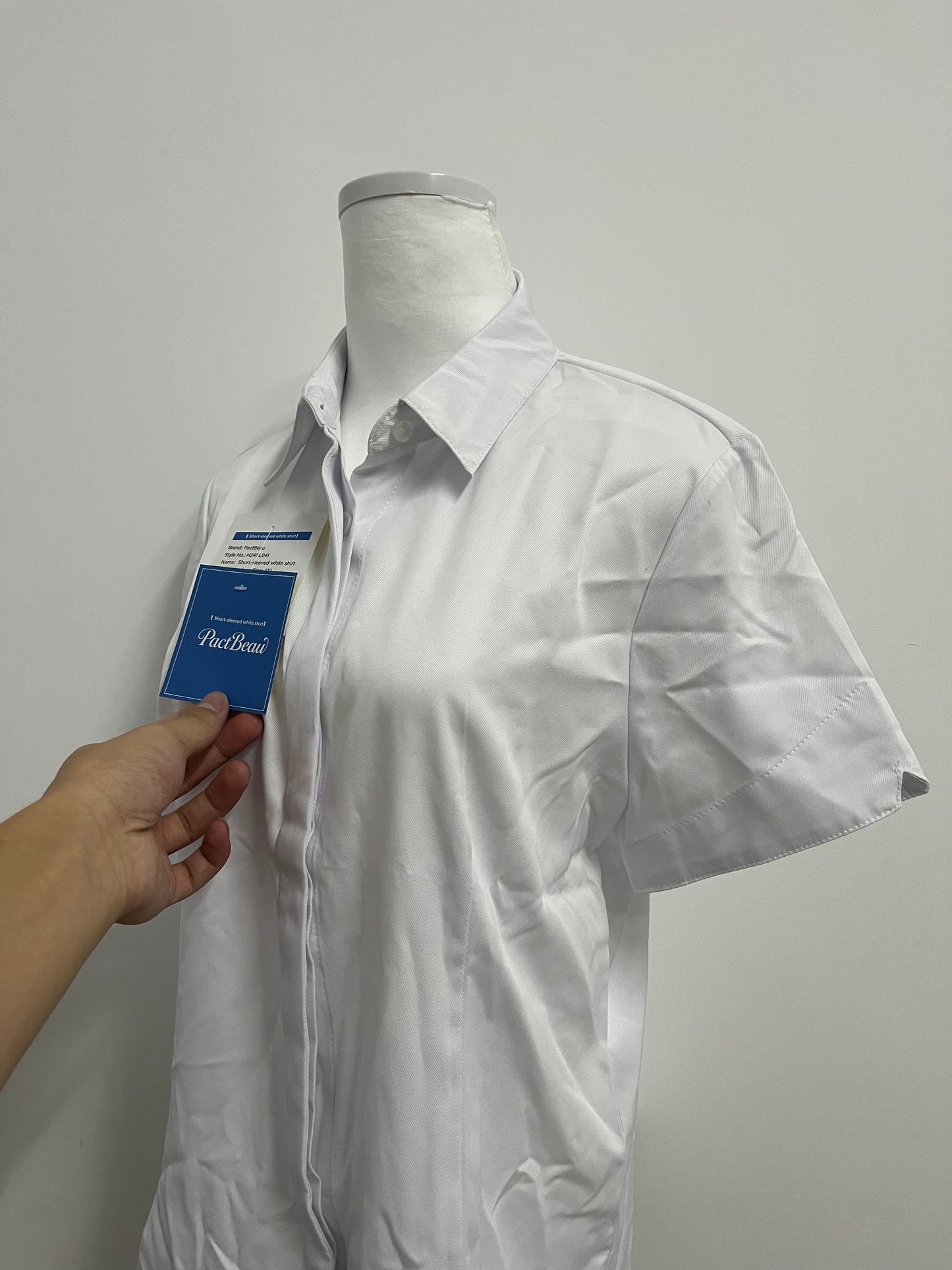 PactBeau Tops Breathable Fabric Formal Short Sleeve Dress Shirt Summer Work Blouses Business Casual