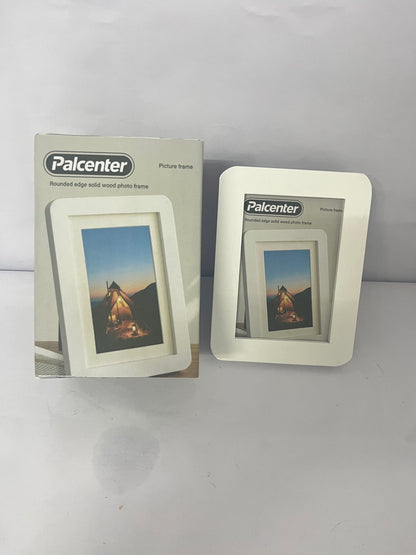 Palcenter  Round Corner Wood Picture Frame with Mat, Natural Solid Wood with Smooth Curved Edges for Wall or Tabletop Display, Shatterproof Plexiglass Photo Frame for Home & Office Decor