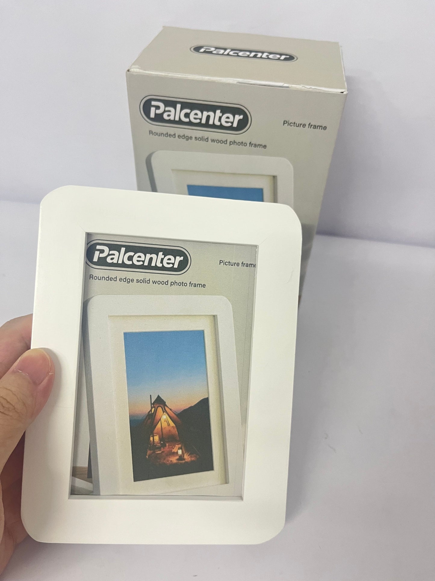 Palcenter  Round Corner Wood Picture Frame with Mat, Natural Solid Wood with Smooth Curved Edges for Wall or Tabletop Display, Shatterproof Plexiglass Photo Frame for Home & Office Decor