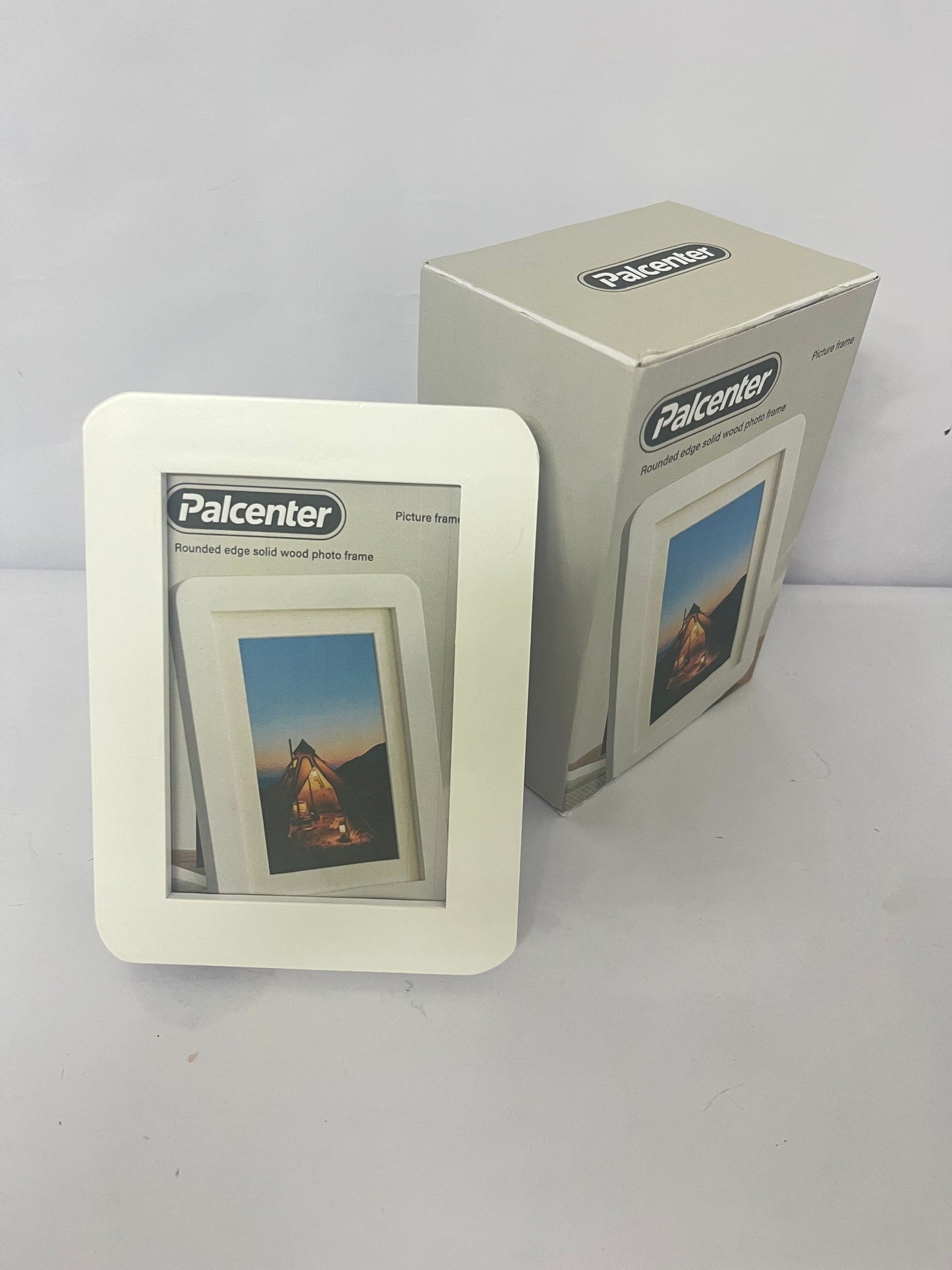 Palcenter  Round Corner Wood Picture Frame with Mat, Natural Solid Wood with Smooth Curved Edges for Wall or Tabletop Display, Shatterproof Plexiglass Photo Frame for Home & Office Decor