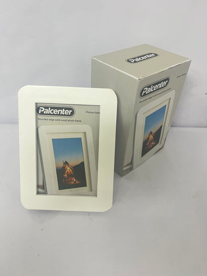 Palcenter  Round Corner Wood Picture Frame with Mat, Natural Solid Wood with Smooth Curved Edges for Wall or Tabletop Display, Shatterproof Plexiglass Photo Frame for Home & Office Decor