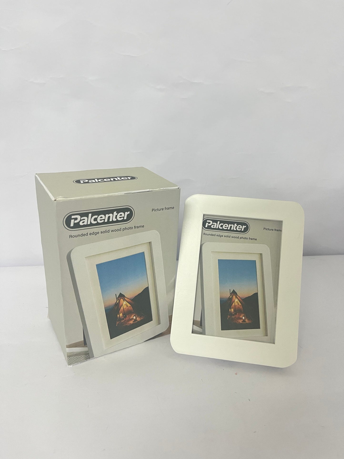 Palcenter  Round Corner Wood Picture Frame with Mat, Natural Solid Wood with Smooth Curved Edges for Wall or Tabletop Display, Shatterproof Plexiglass Photo Frame for Home & Office Decor