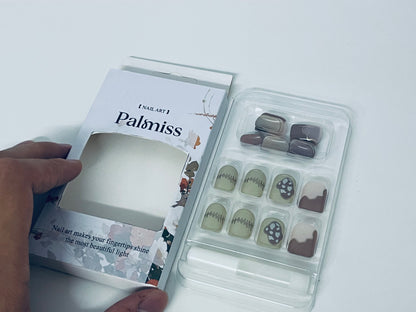Palmiss Mushroom Forest Press On Nails, Retro Nail Art Fake Nails Set, Easy Application Nail Tips with Tool & Multiple Sizes