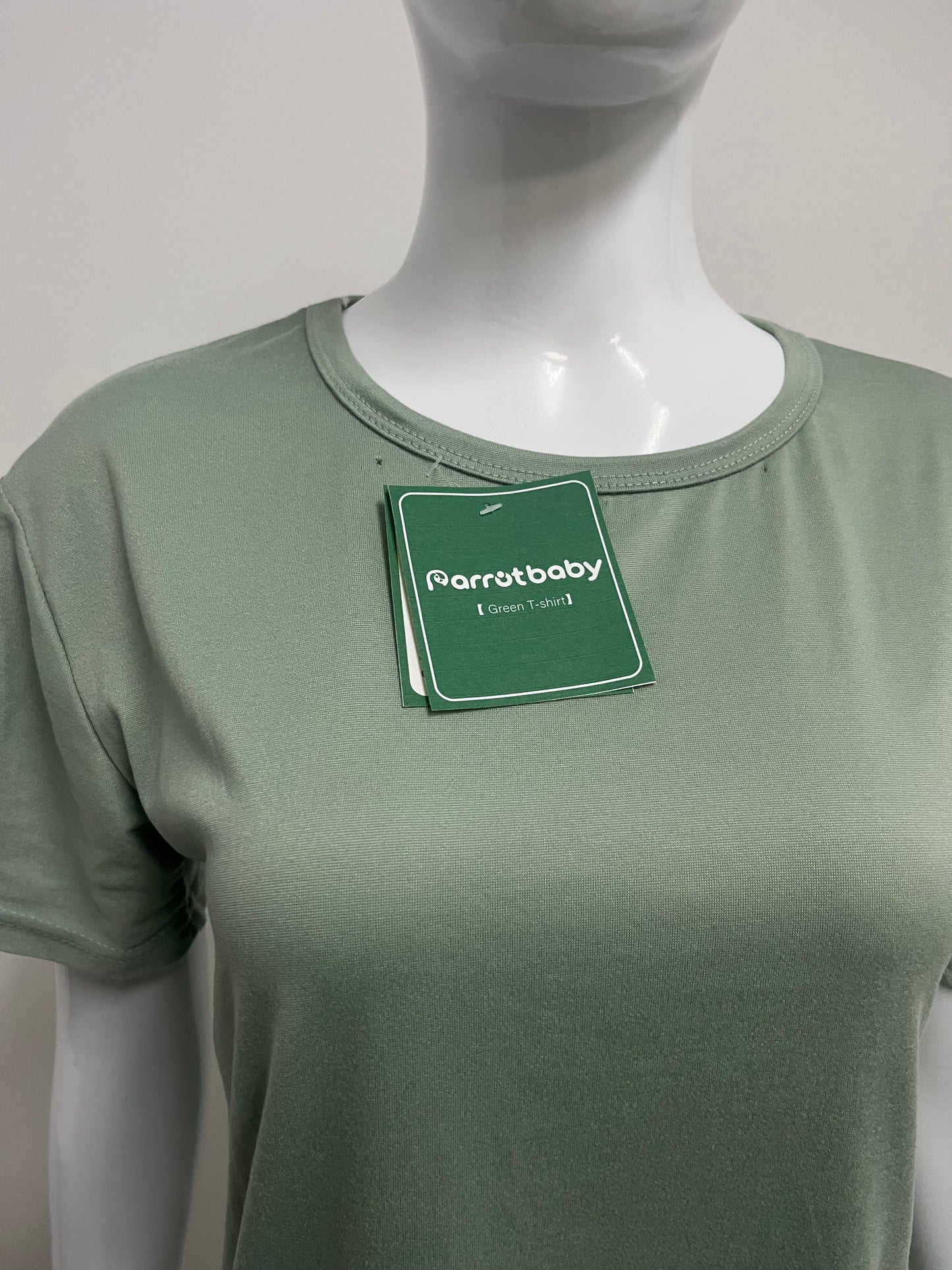 【Parrotbaby T-shirts】——Parrotbaby Misty Matcha Green Crew Neck T-Shirt - Your Versatile Wardrobe Staple