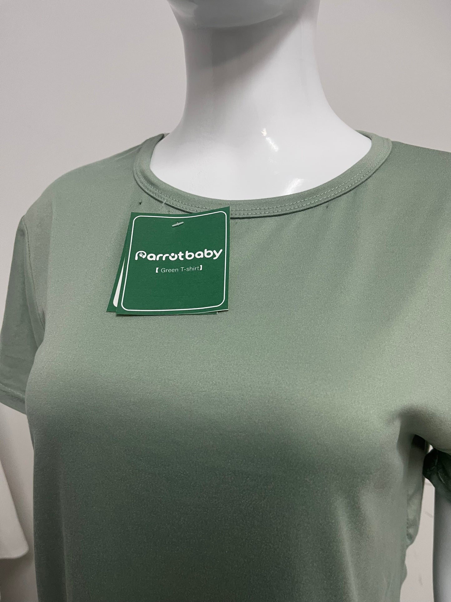 【Parrotbaby T-shirts】——Parrotbaby Misty Matcha Green Crew Neck T-Shirt - Your Versatile Wardrobe Staple