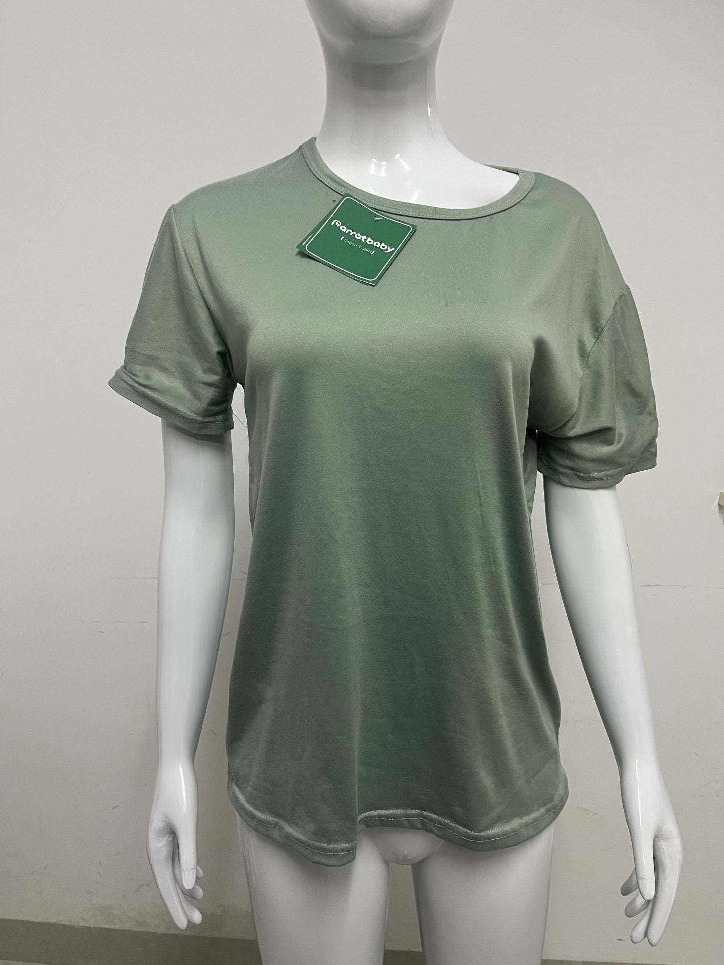 【Parrotbaby T-shirts】——Parrotbaby Misty Matcha Green Crew Neck T-Shirt - Your Versatile Wardrobe Staple