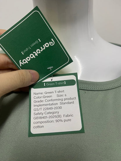 【Parrotbaby T-shirts】——Parrotbaby Misty Matcha Green Crew Neck T-Shirt - Your Versatile Wardrobe Staple