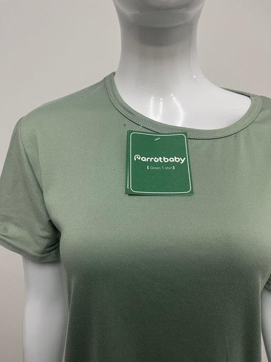 【Parrotbaby T-shirts】——Parrotbaby Misty Matcha Green Crew Neck T-Shirt - Your Versatile Wardrobe Staple