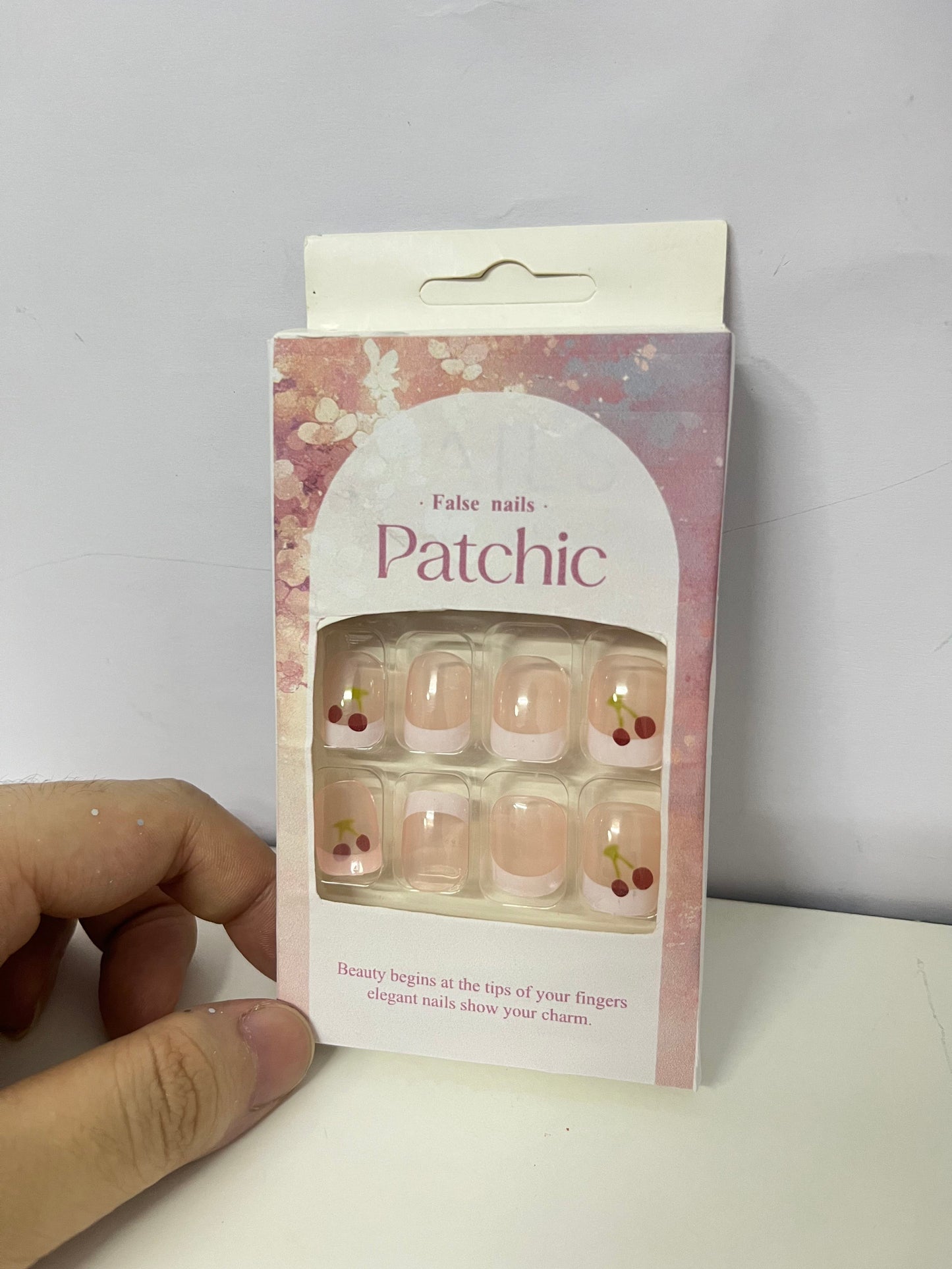 Patchic Cherry Pink Sheer False Nails Self-Adhesive A Sweet & Vibrant Item for Daily Manicure