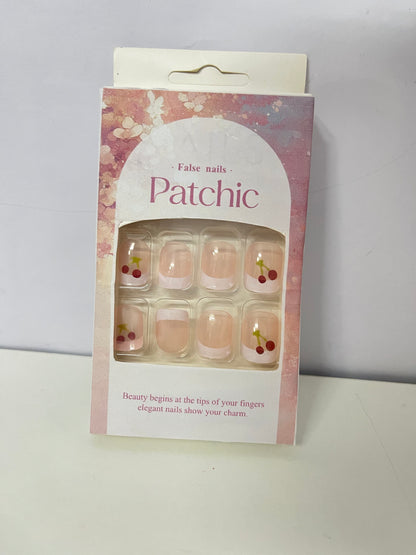 Patchic Cherry Pink Sheer False Nails Self-Adhesive A Sweet & Vibrant Item for Daily Manicure