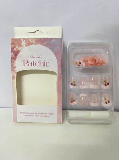 Patchic Cherry Pink Sheer False Nails Self-Adhesive A Sweet & Vibrant Item for Daily Manicure