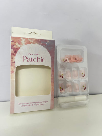 Patchic Cherry Pink Sheer False Nails Self-Adhesive A Sweet & Vibrant Item for Daily Manicure