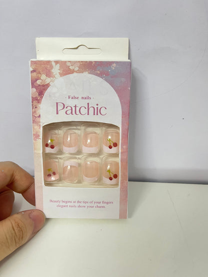 Patchic Cherry Pink Sheer False Nails Self-Adhesive A Sweet & Vibrant Item for Daily Manicure