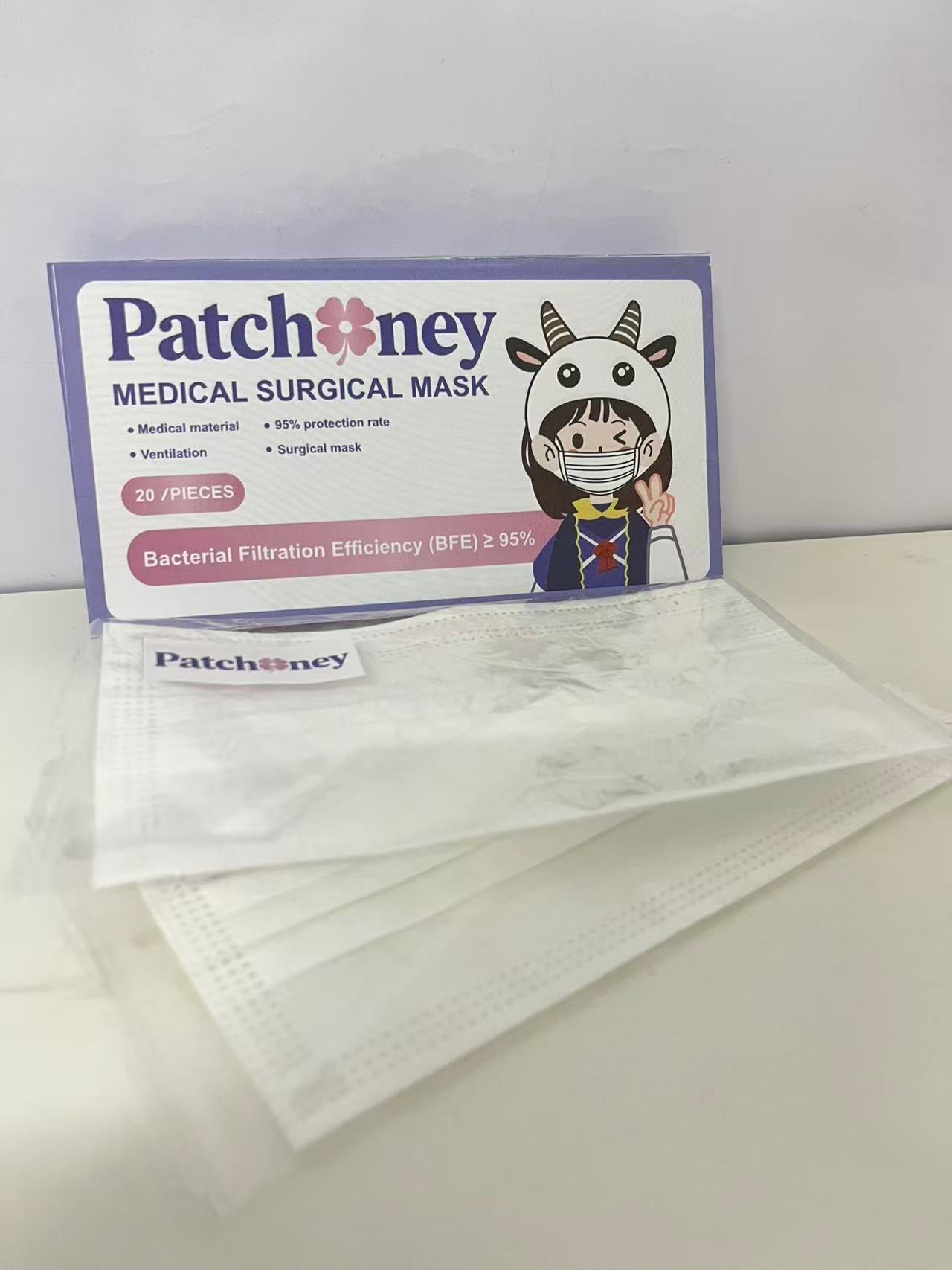 Patchoney Medical Surgical Mask 20-Count Cute Design High Protection & Breathable A Lovely Protection Companion for Daily Outings