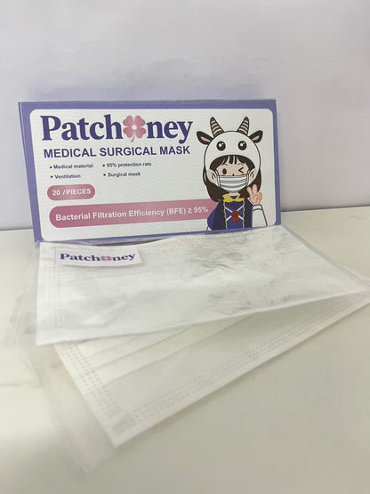 Patchoney Medical Surgical Mask 20-Count Cute Design High Protection & Breathable A Lovely Protection Companion for Daily Outings