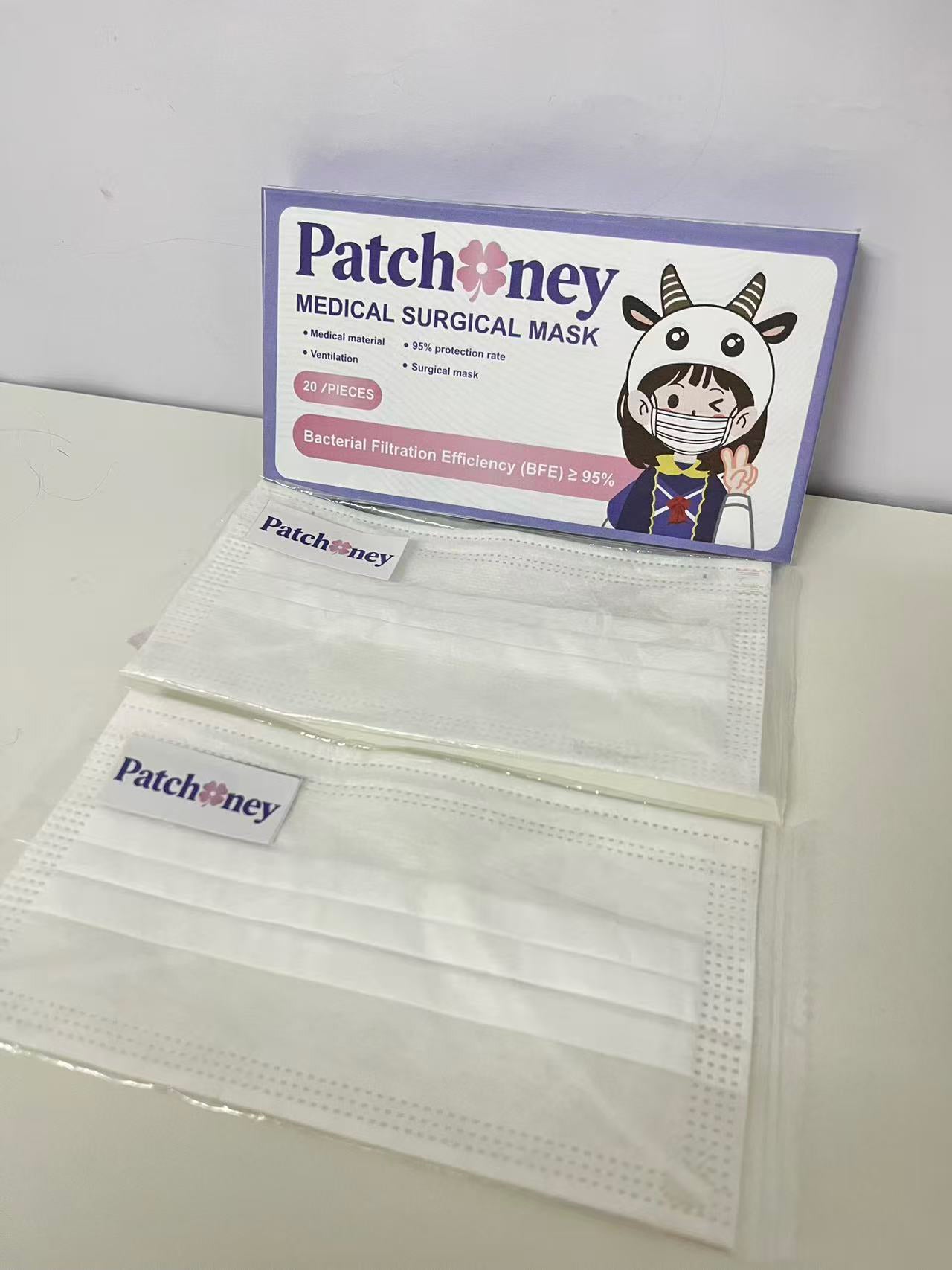 Patchoney Medical Surgical Mask 20-Count Cute Design High Protection & Breathable A Lovely Protection Companion for Daily Outings