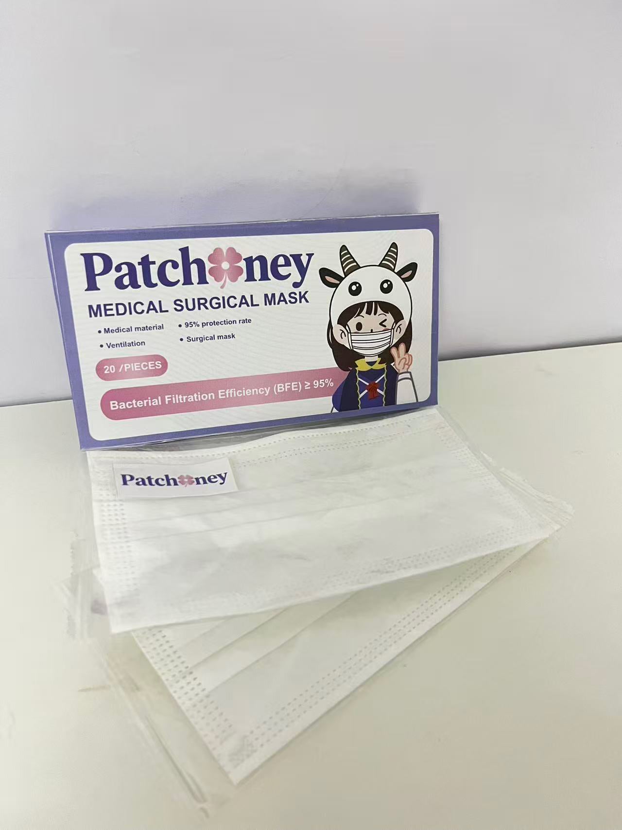 Patchoney Medical Surgical Mask 20-Count Cute Design High Protection & Breathable A Lovely Protection Companion for Daily Outings