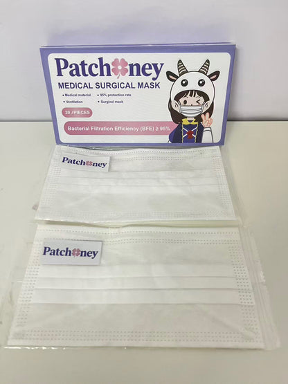 Patchoney Medical Surgical Mask 20-Count Cute Design High Protection & Breathable A Lovely Protection Companion for Daily Outings