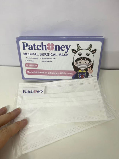 Patchoney Medical Surgical Mask 20-Count Cute Design High Protection & Breathable A Lovely Protection Companion for Daily Outings