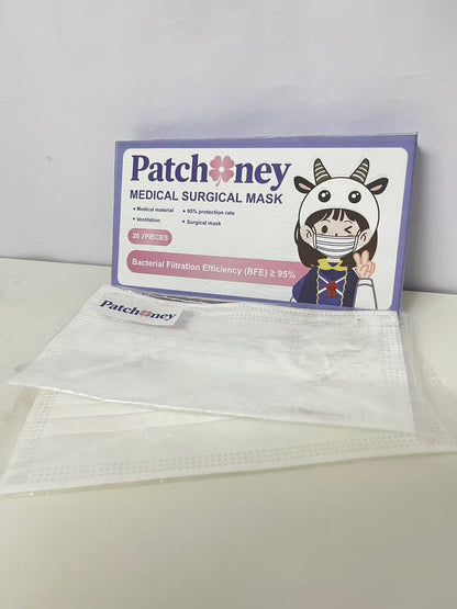 Patchoney Medical Surgical Mask 20-Count Cute Design High Protection & Breathable A Lovely Protection Companion for Daily Outings