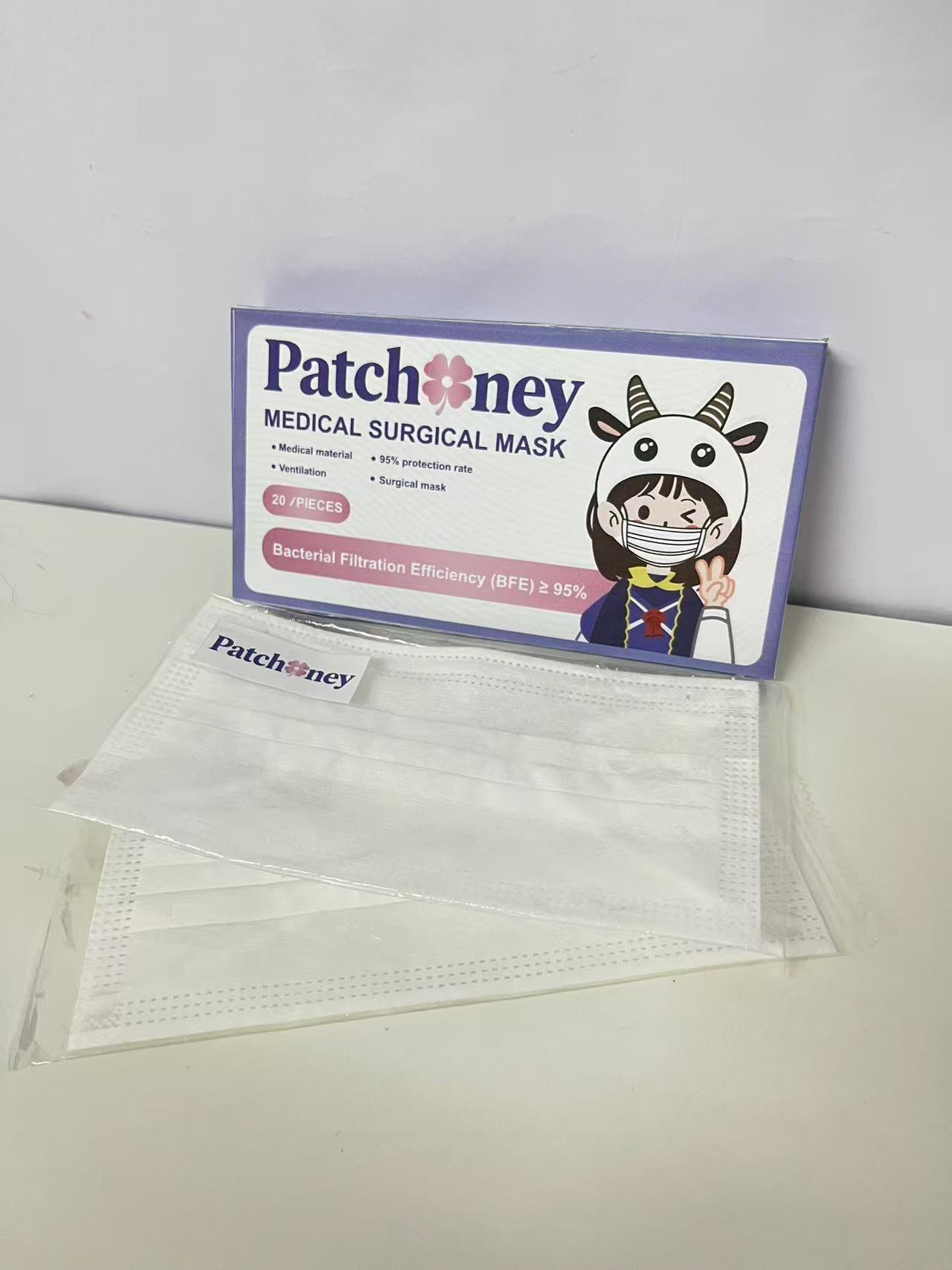 Patchoney Medical Surgical Mask 20-Count Cute Design High Protection & Breathable A Lovely Protection Companion for Daily Outings